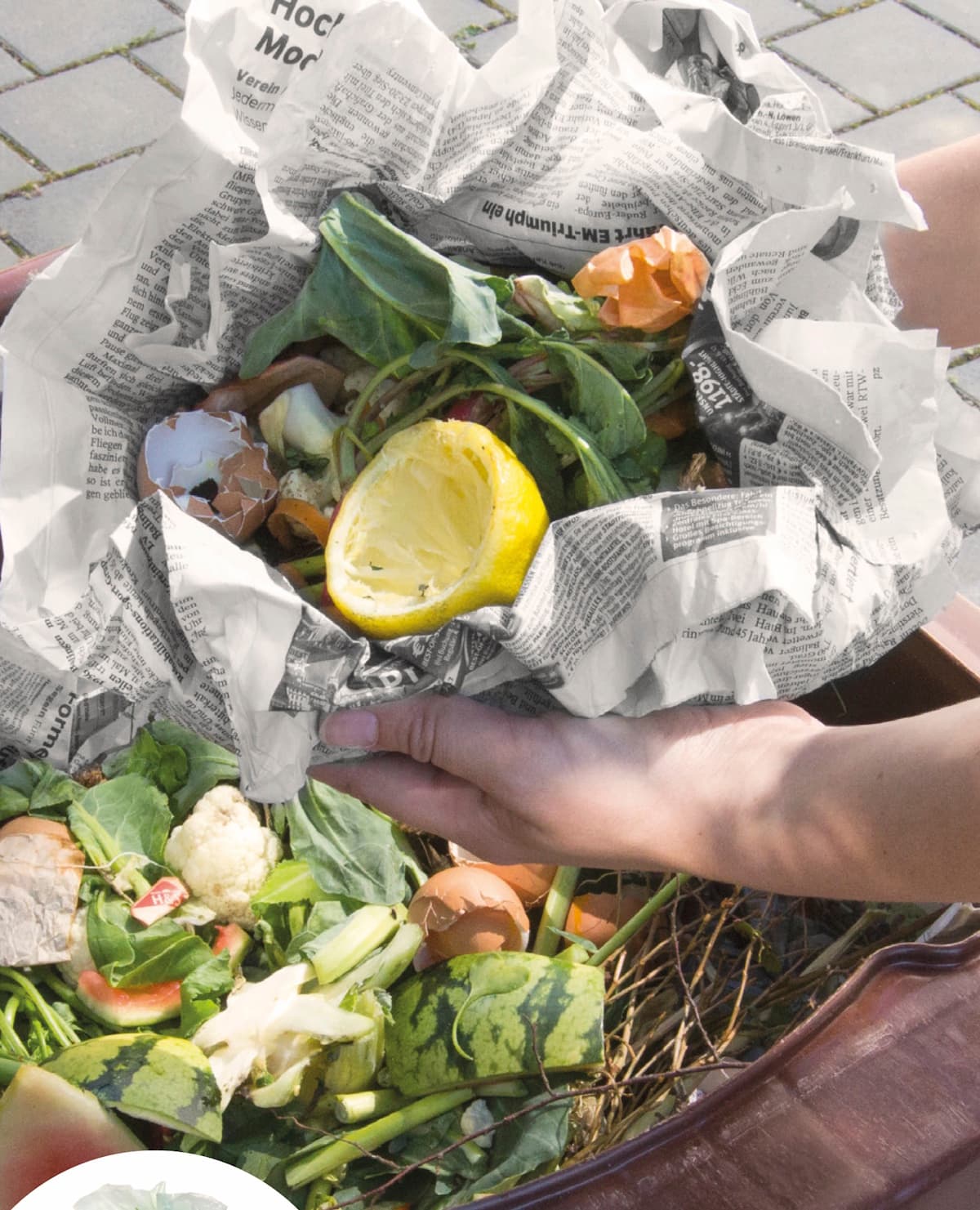Biomüll in Papier